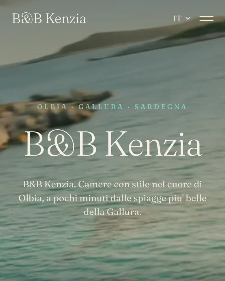 Schermata del sito B&B Kenzia, Olbia, realizzato da Agentit